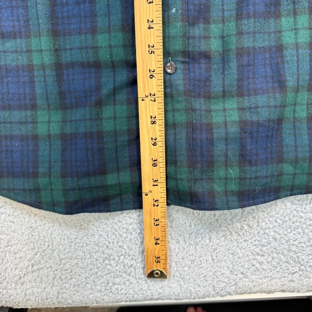 LL Bean Flannel Shirt Mens Large Traditional‎ Fit Green Navy Plaid Button Down